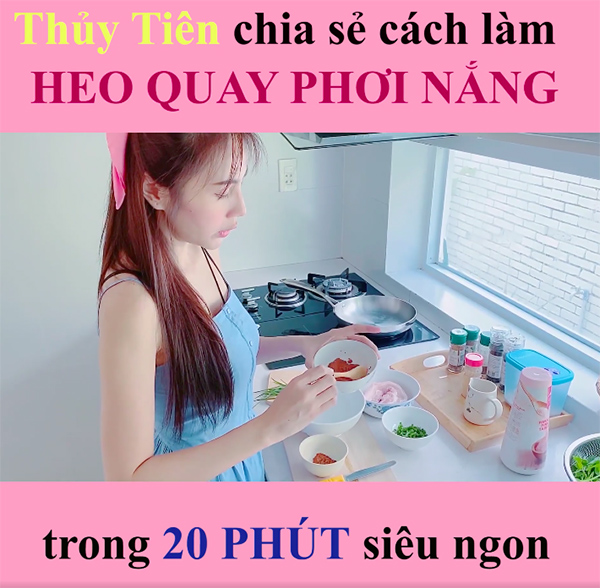 Thủy Tiên lại trổ tài vào bếp, làm món heo quay giòn rụm siêu nhanh - 1