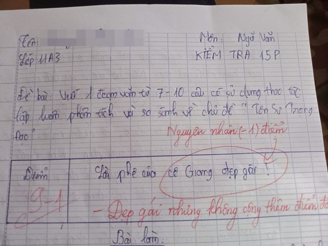 Học trò công khai “nịnh” cô giáo trong bài kiểm tra, ai ngờ nhận về câu trả lời cực “phũ“ - 1