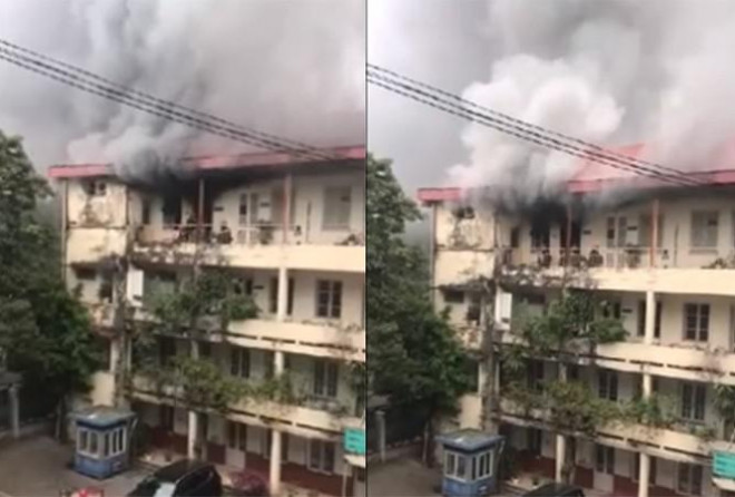 Cháy tại tòa nhà 4 tầng trong trụ sở Bộ Xây dựng - 1