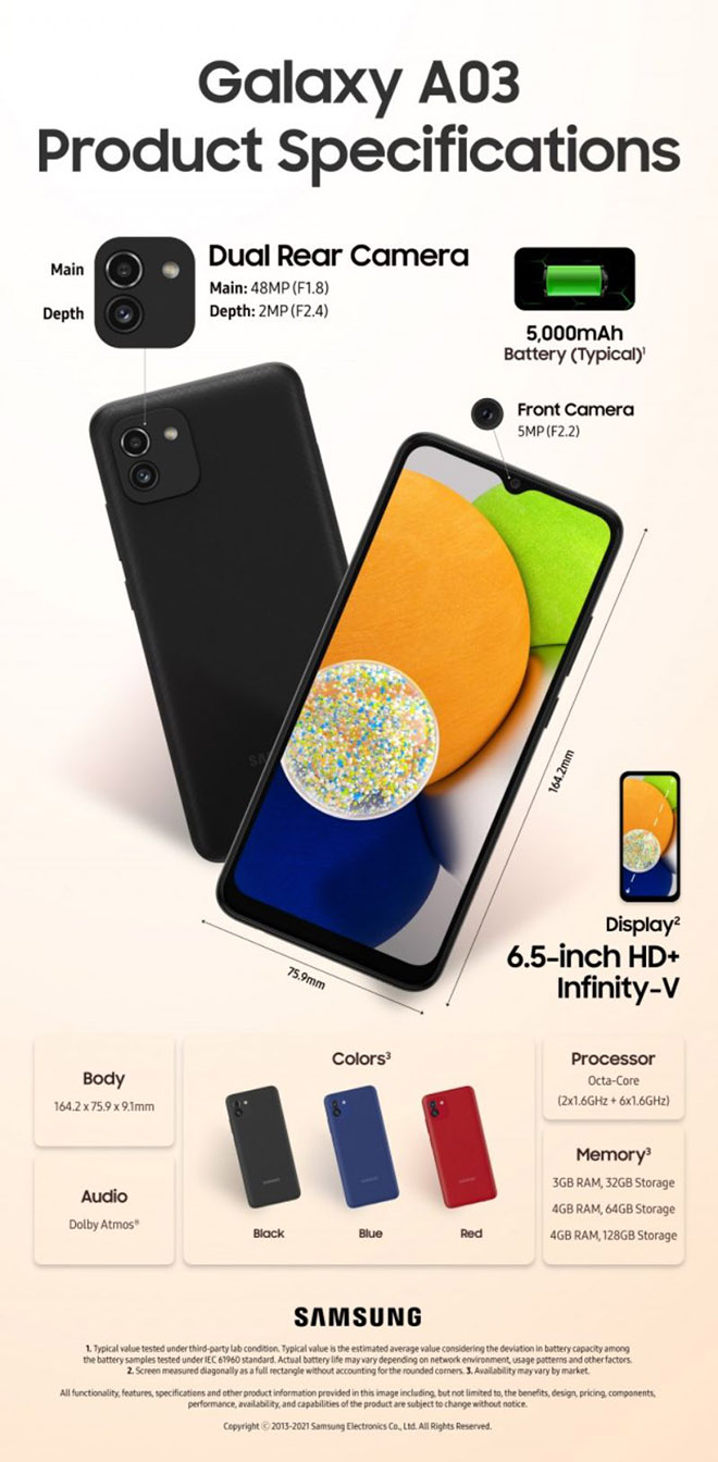 Galaxy A03 chính thức trình làng với giá siêu rẻ - 1