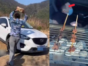 Clip: Người đàn ông gặp họa khi nướng thịt trên xe ôtô