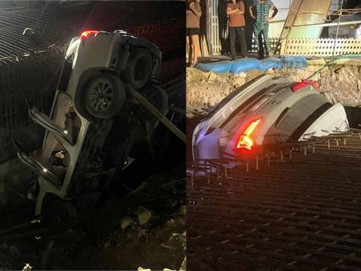 Lexus LX570 Super Sport mất lái trong đêm, lao vào công trình đầy sắt thép