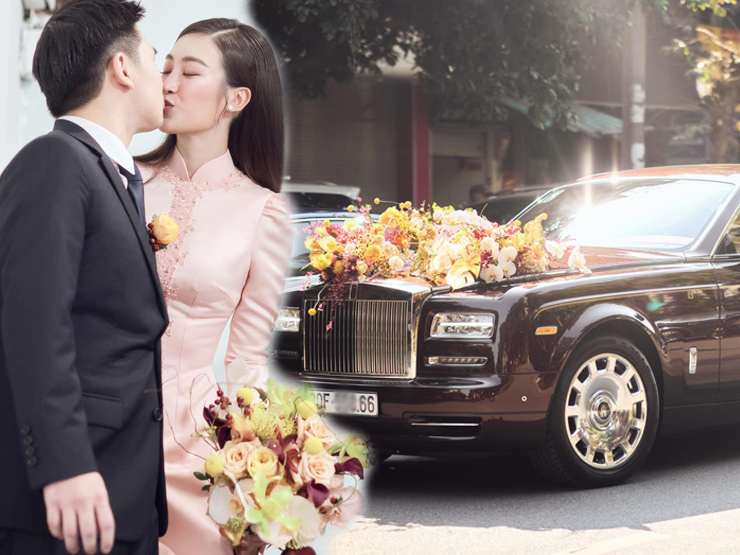 Đám cưới HH Đỗ Mỹ Linh và Chủ tịch CLB HN FC: Siêu xe dẫn đầu, cô dâu chú rể ”khóa môi” ngọt ngào