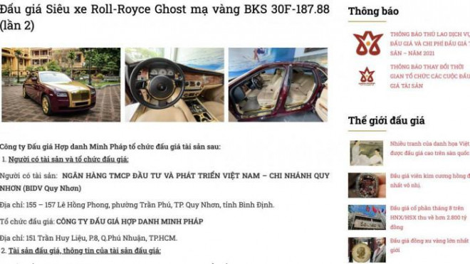 Rolls-Royce Ghost mạ vàng của ông Trịnh Văn Quyết ế ẩm, phải đấu giá lại - 1