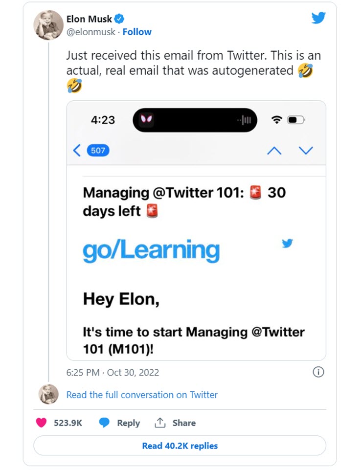 Elon Musk được Twitter yêu cầu học... quản lý công ty