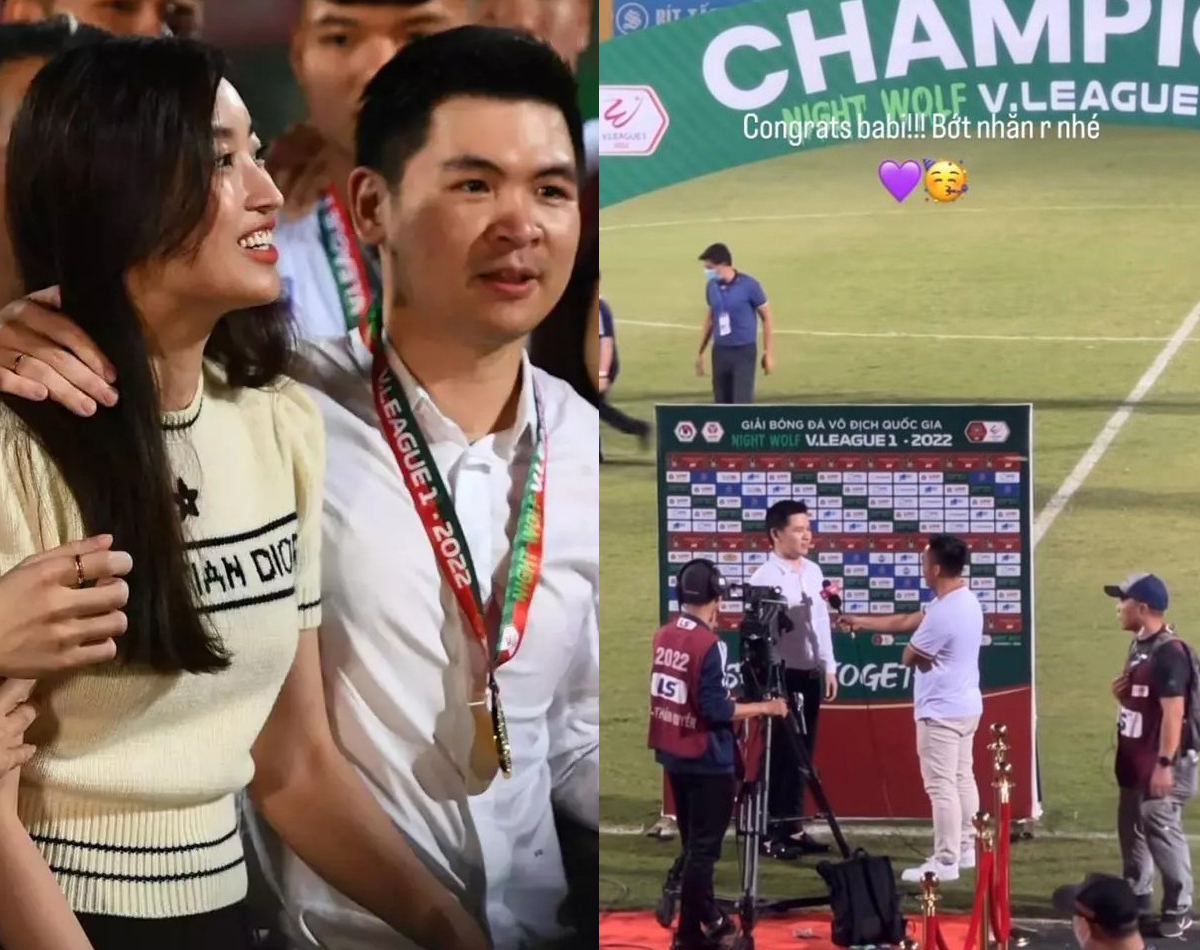 Đỗ Mỹ Linh chúc mừng niềm vui của chồng và Hà Nội FC