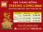 Giá Vàng Rồng Thăng Long - Bảo Tín Minh Châu ngày 27.11.2022