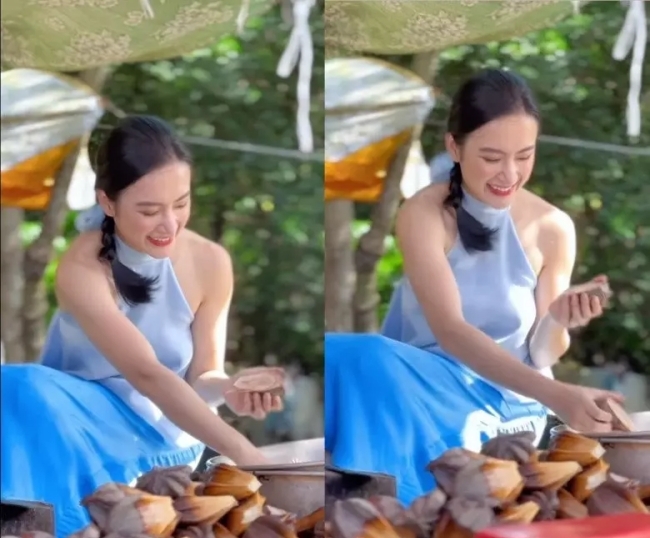 Mới đây trên trang Facebook, Angela Phương Trinh đăng tải đoạn video ghi lại khoảnh khắc đời thường. Trong clip, nữ diễn viên mặc chiếc áo yếm màu xanh khoe sắc vóc xinh đẹp cùng làn da trắng nổi bật.
