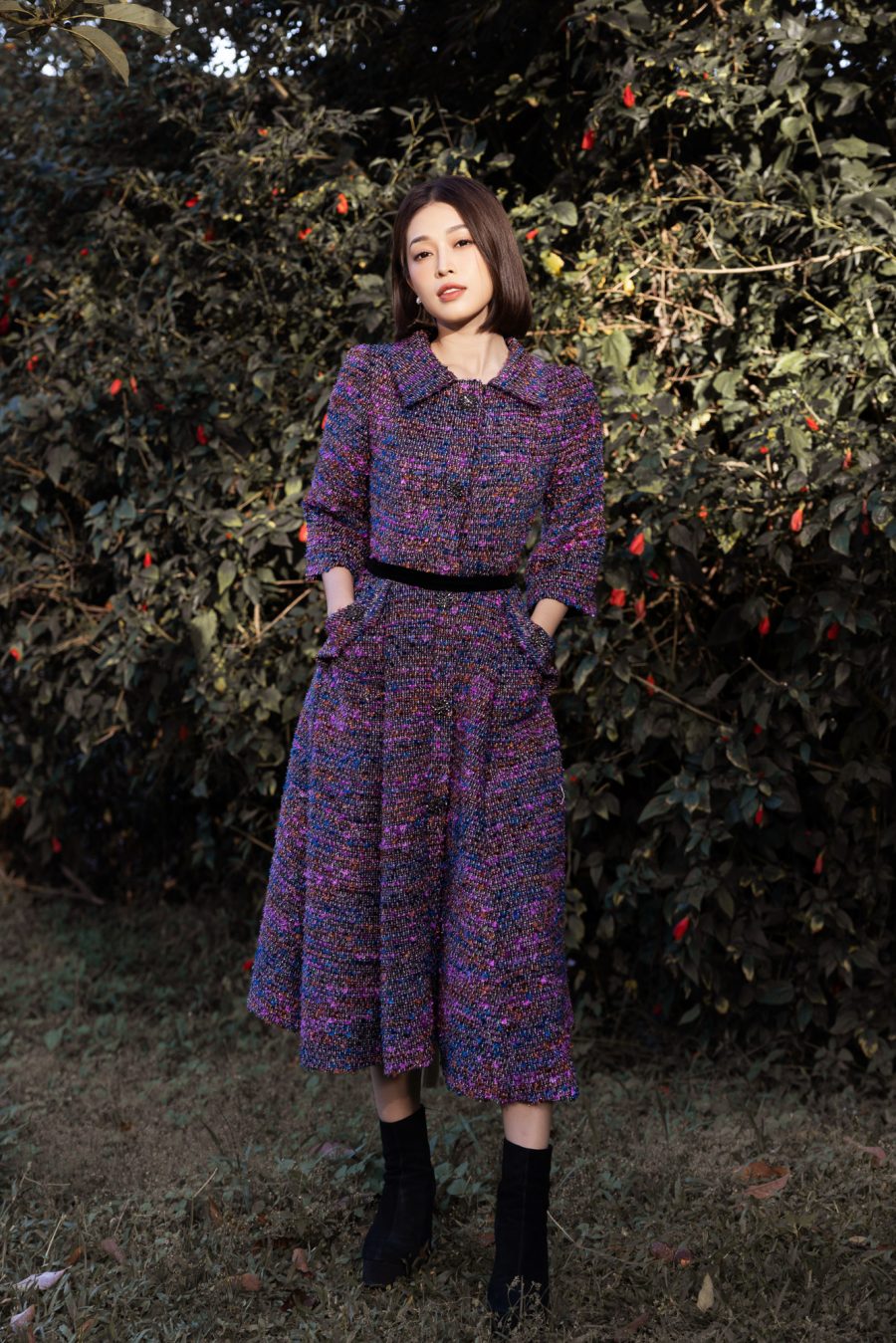 Hương Giang diện áo dài bay bổng catwalk giữa Đà Lạt thơ mộng - 1