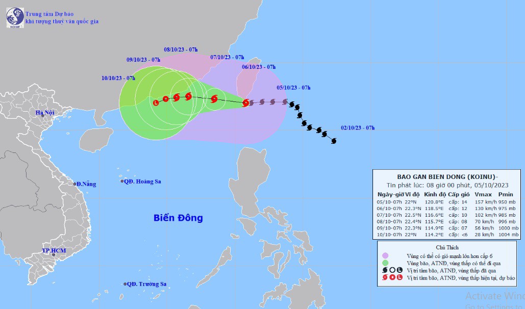 Thông tin mới nhất về vị trí và cường độ của bão Koinu sắp vào Biển Đông - 1