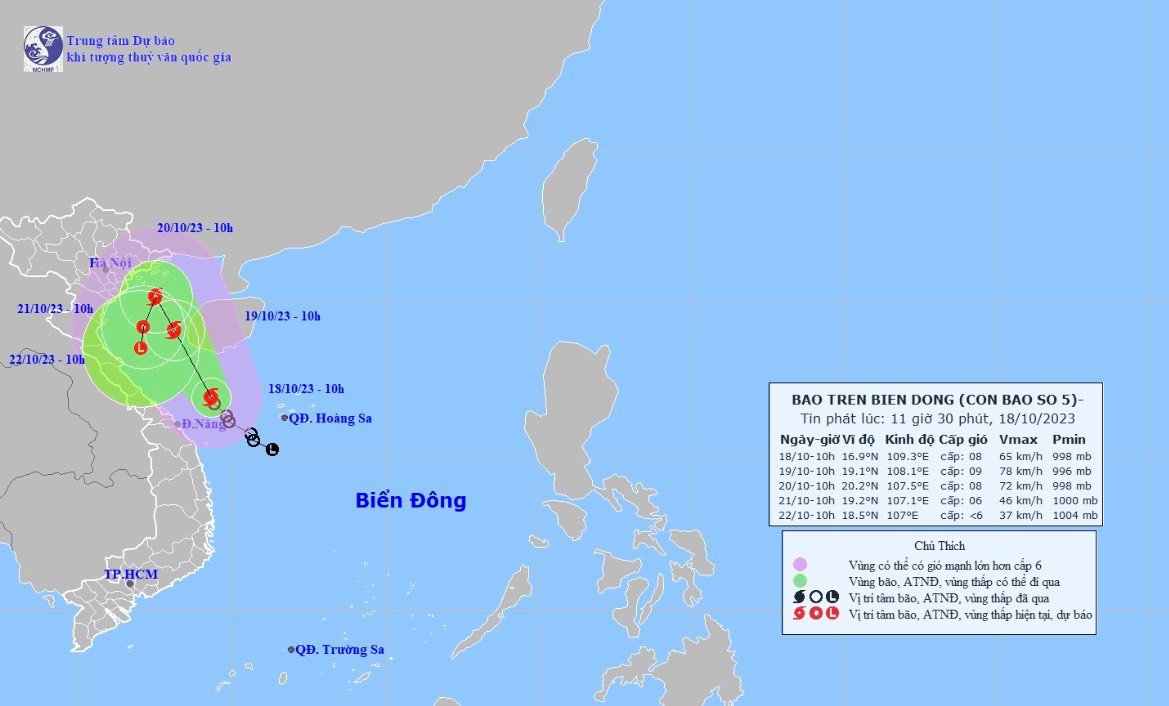 Biển Đông chính thức hứng bão số 5, Bắc Bộ và Bắc Trung Bộ sắp mưa to - 1