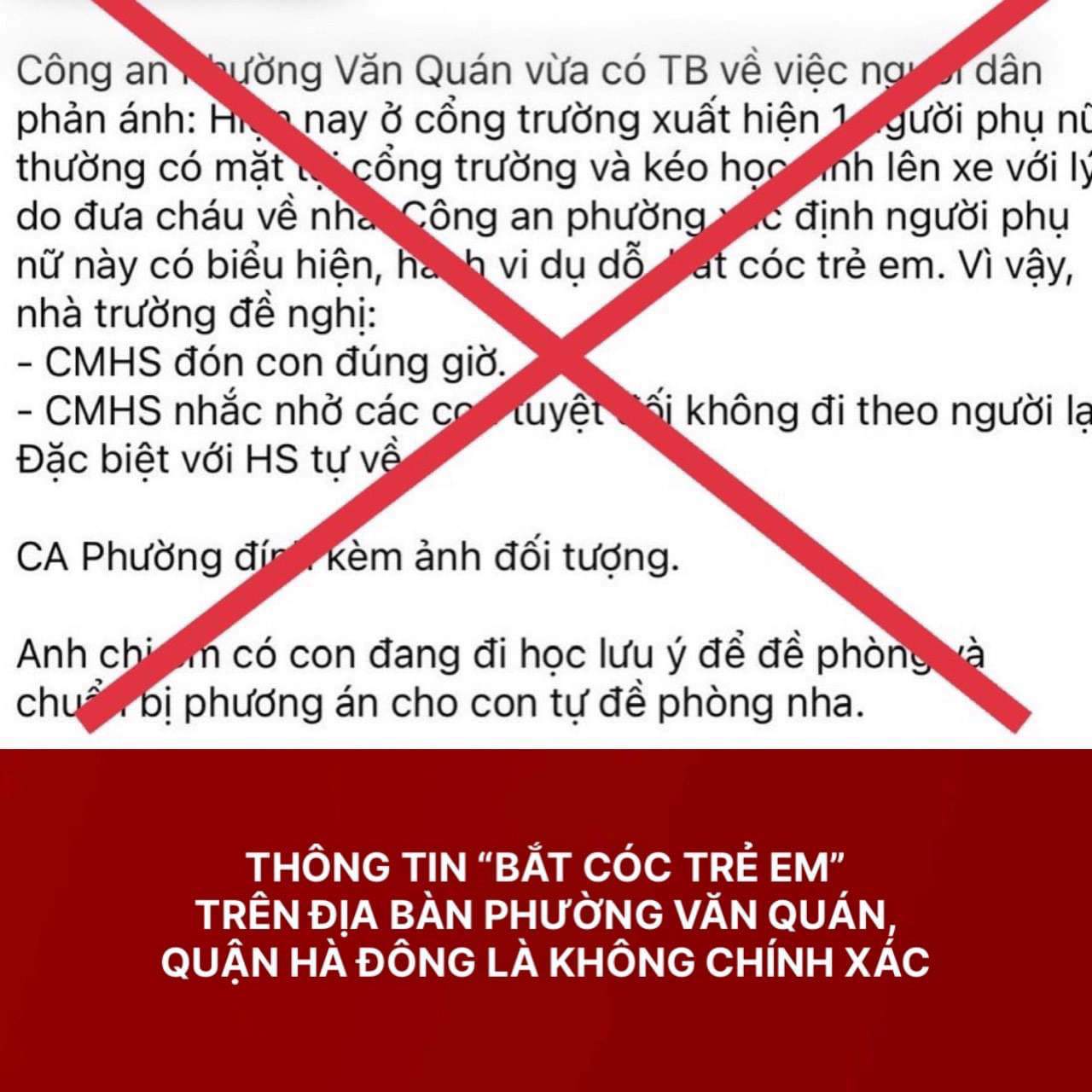 Công an Hà Nội bác tin người phụ nữ dụ dỗ, bắt cóc trẻ em ở Hà Đông - 1