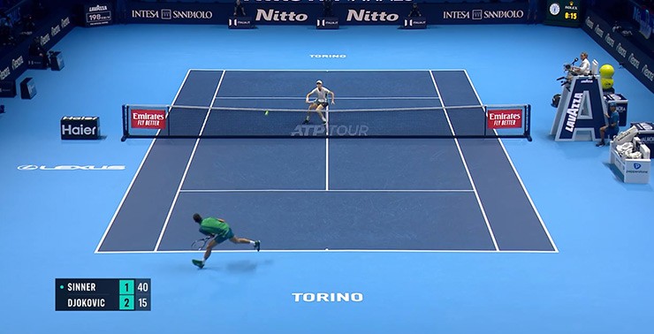 Đỉnh cao chung kết ATP Finals: Djokovic lốp bóng ghi điểm đẳng cấp, Sinner đứng hình - 1